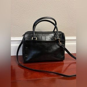 Vintage Gianni Bernini Embossed Croc Leather Satchel Crossbody Doctor Purse Bag